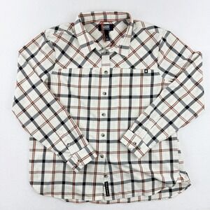 DULUTH Alaskan Hardgear Button Up Flannel Shirt Size‎ XL Womens White Pink Black